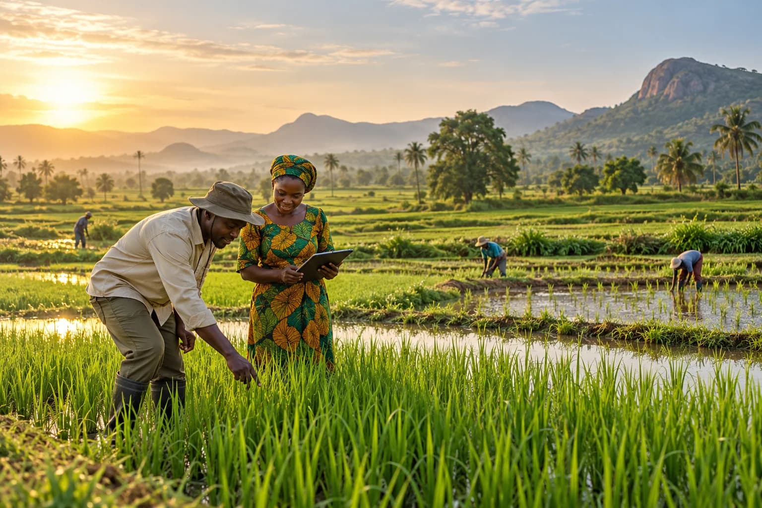Rizières verdoyantes en Afrique de l’Ouest